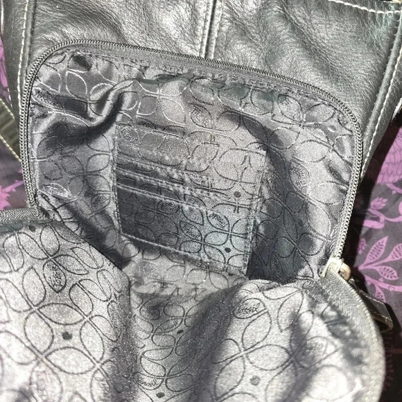 FOSSIL Womens Purse Bag Black Crossbody Travel Key Charm Leather - Picture 6 of 16